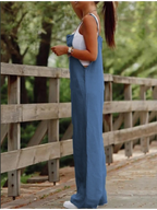 Women's Sleeveless Suspender Jumpsuit with Pockets – Loose Casual Wide-Leg Romper-HighTouch