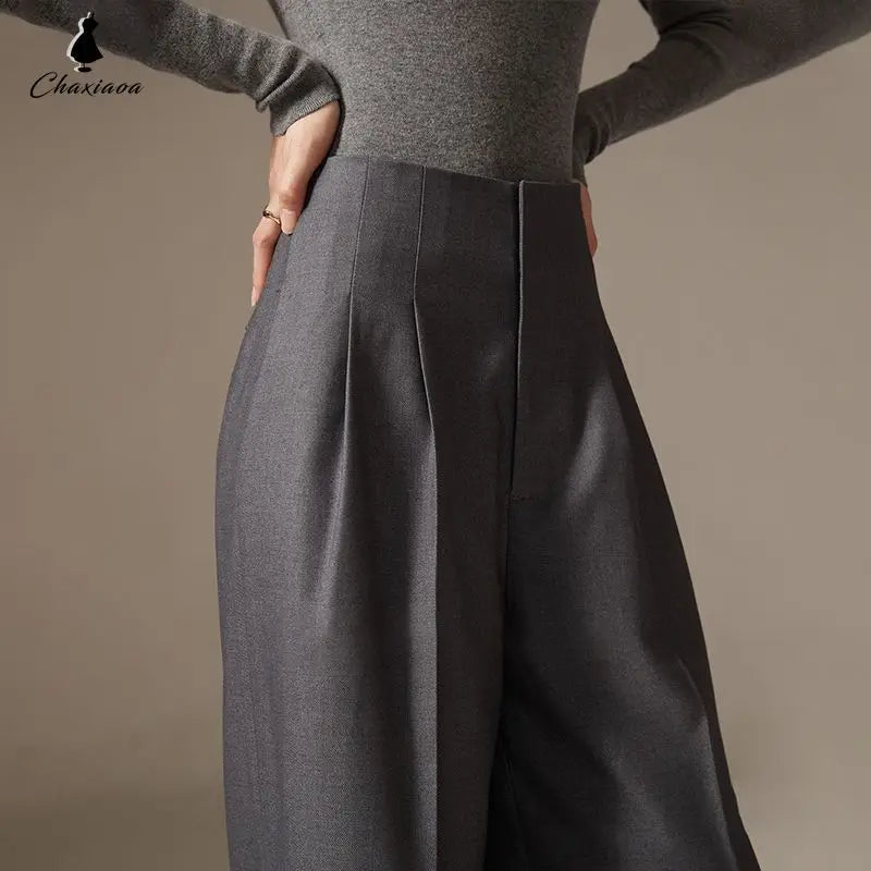 High-Waist Wide-Leg Draped Pants – Sculpting & Sleek Spring Style