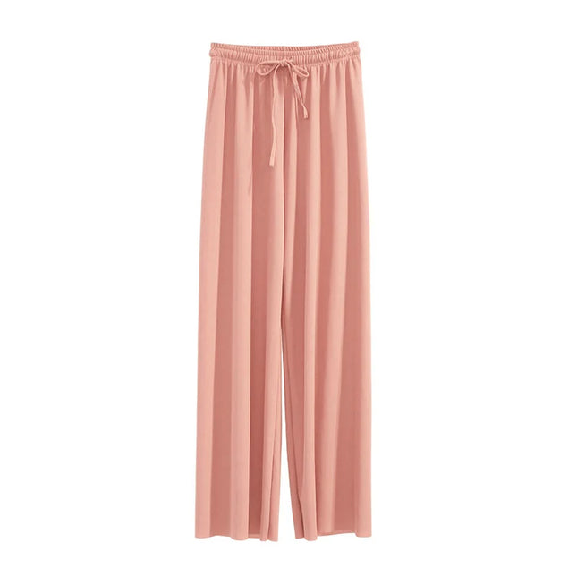 Summer Ice‑Silk Ankle‑Length Wide‑Leg Pants – Lightweight & Relaxed Fit