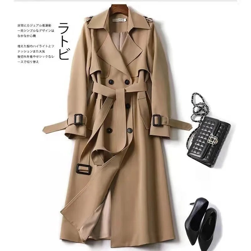 Phantasy Women’s Lace-Up British Style Trench Coat-HighTouch