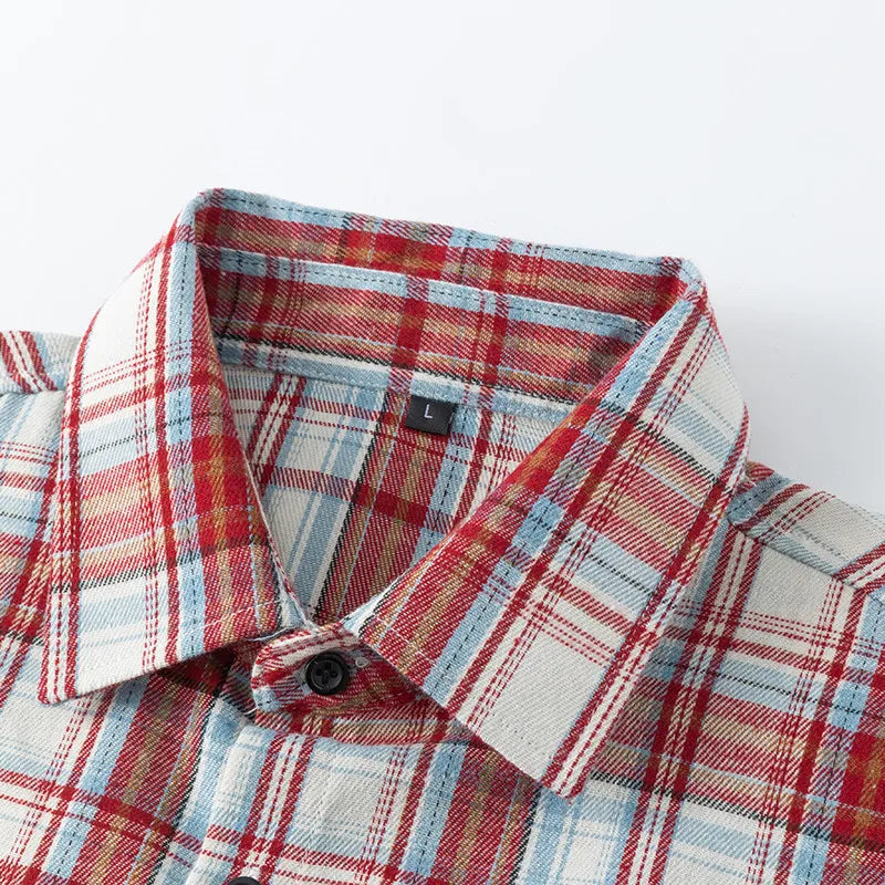 Oversized Flannel Check Shirt – Soft Cotton Long Sleeve Streetwear-HighTouch