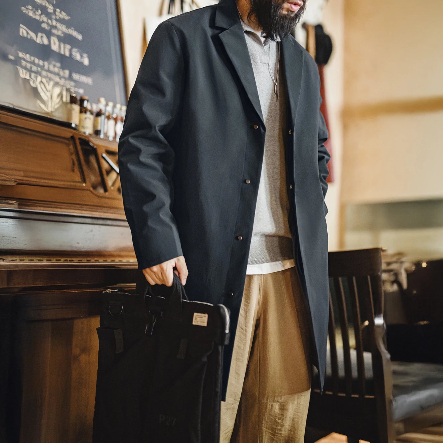 Maden Vintage Mid-Long Men’s Trench Coat