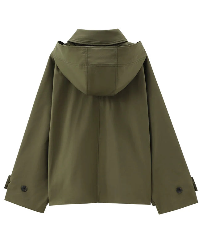 Men’s Hooded Lapel Single-Breasted Short Trench Coat