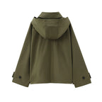 Men’s Hooded Lapel Single-Breasted Short Trench Coat-HighTouch