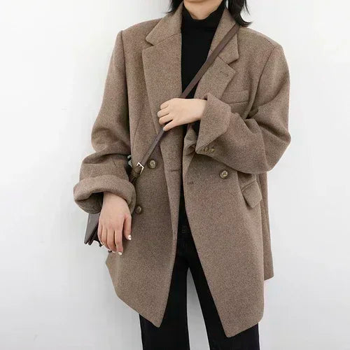 Mid-Long Wool Blend Overcoat for Women