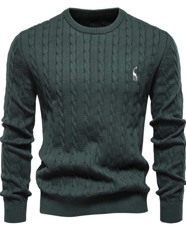 Men's Giraffe Embroidered Cotton Sweater – Unique & Comfortable