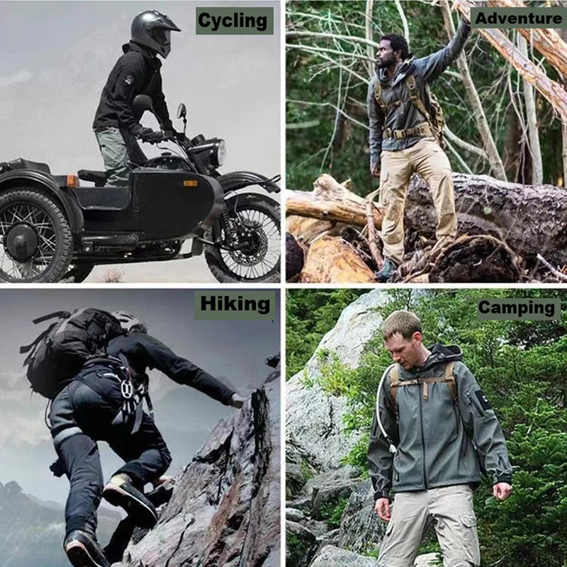 Men's Winter Autumn Warm Softshell Fleece Hood Cargo Jackets Camping Hiking Climbing Hunting Fishing Outdoor Windproof