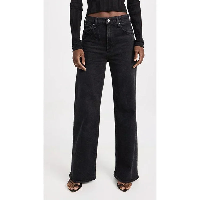 High Waisted White Stretch Straight Leg Jeans