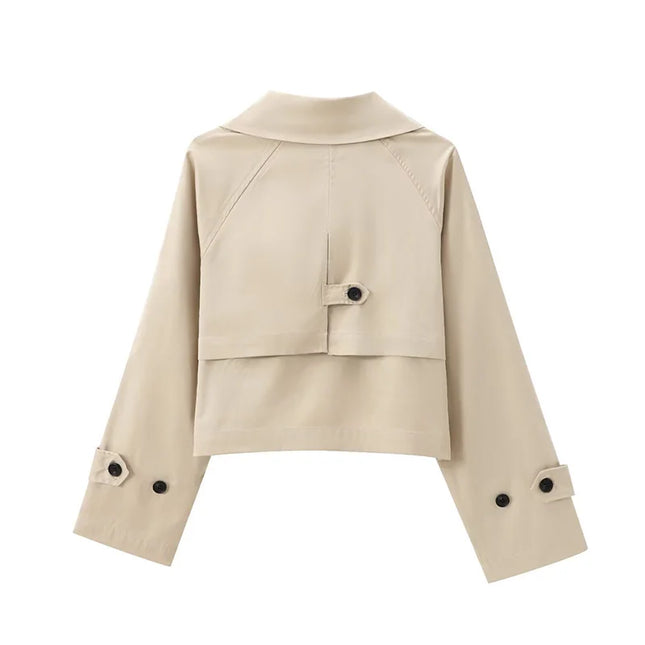 Koekop Women’s Short Solid‑Color Trench Coat