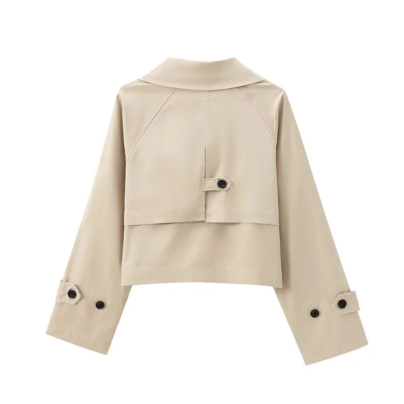 Koekop Women’s Short Solid‑Color Trench Coat-HighTouch