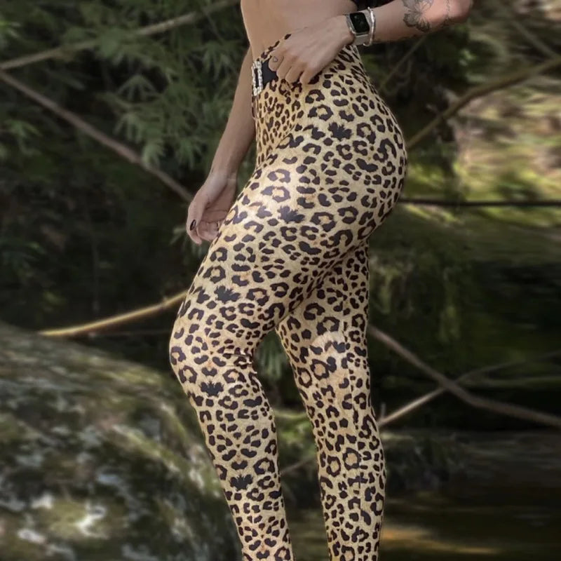 High-Waist Leopard-Stripe 3D Print Leggings – Butt-Lifting
