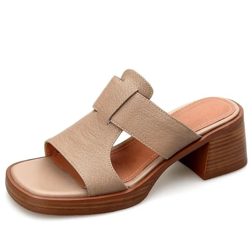 Women’s Vintage Square Toe Tuck-Strap Sandals Casual Summer Shoes-HighTouch