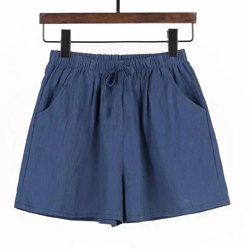 Women’s Cotton‑Linen Wide‑Leg Beach Shorts
