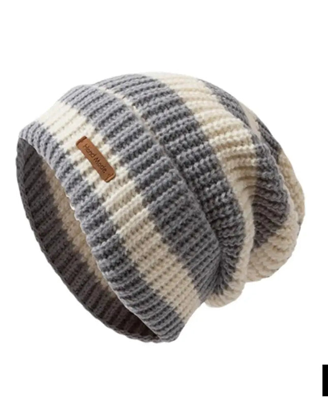 Two-Tone Fur-Lined Knit Beanie