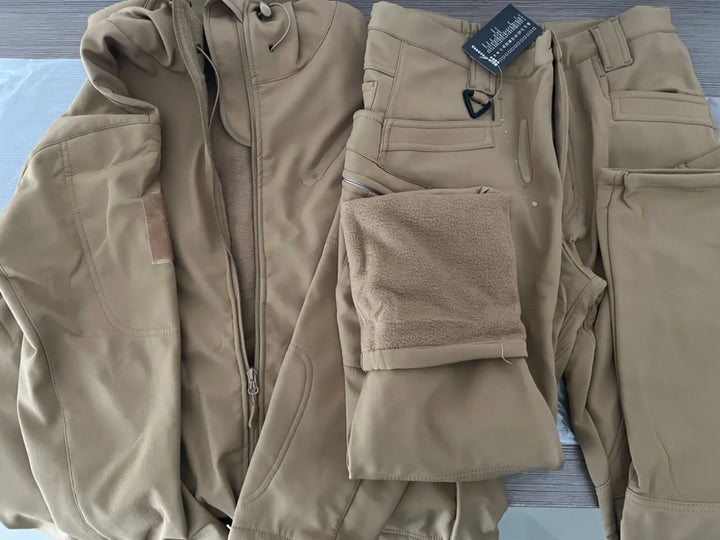 Men's Winter Autumn Warm Softshell Fleece Hood Cargo Jackets Camping Hiking Climbing Hunting Fishing Outdoor Windproof