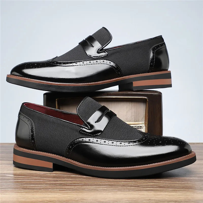 Men's Wingtip Leather Hybrid Loafers | Casual Dress Slip-On Shoes