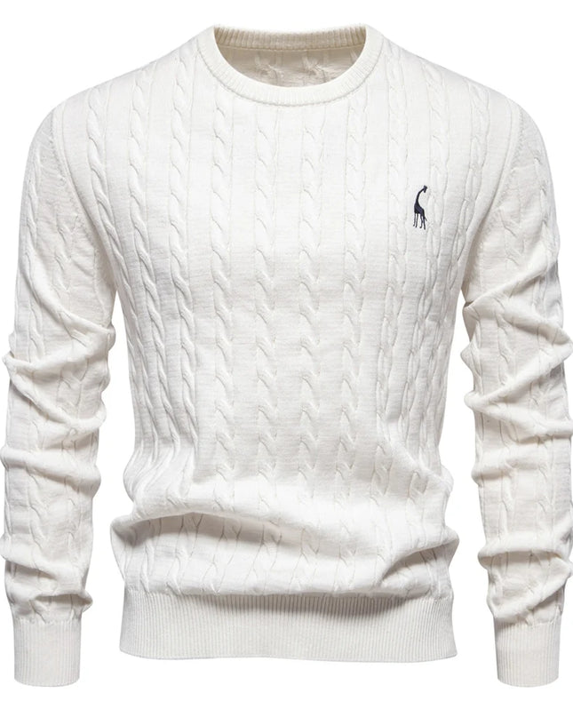 Men's Giraffe Embroidered Cotton Sweater – Unique & Comfortable