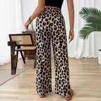 Mia Muse Leopard Print High-Waist Straight-Cut Pants – Stylish Summer Casual-HighTouch