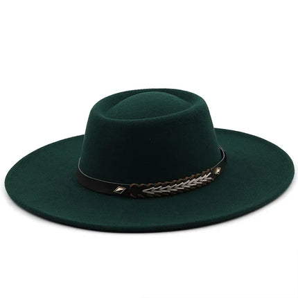 British-Style Wide-Brim Felt Fedora – Adjustable Luxury Jazz & Wedding Hat