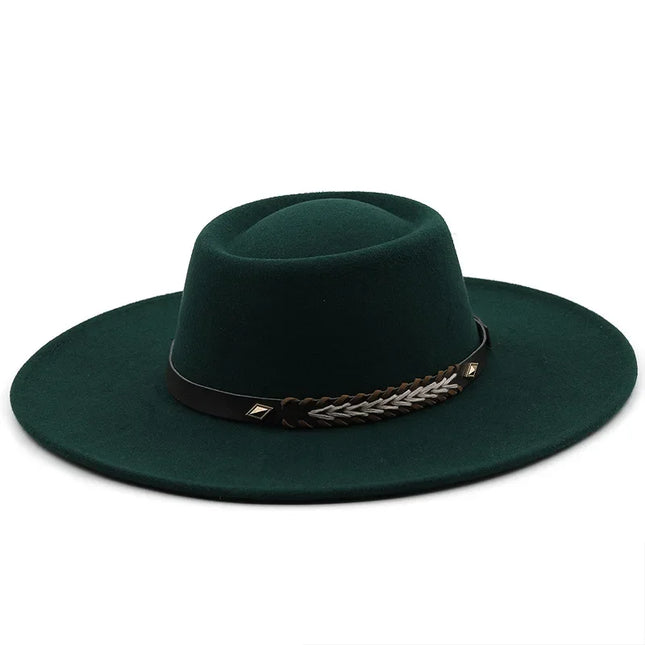 British-Style Wide-Brim Felt Fedora – Adjustable Luxury Jazz & Wedding Hat