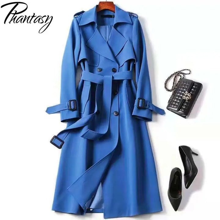 Phantasy Women’s Lace-Up British Style Trench Coat-HighTouch
