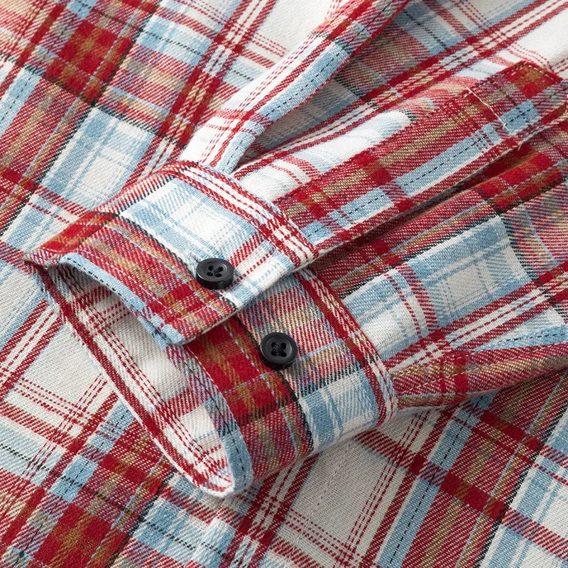 Oversized Flannel Check Shirt – Soft Cotton Long Sleeve Streetwear-HighTouch