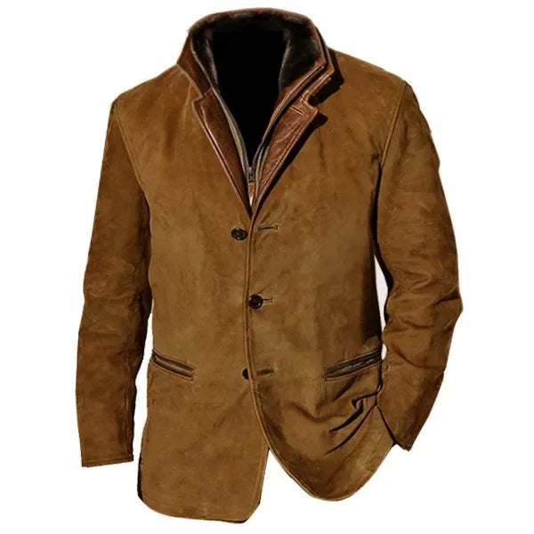 Retro Patchwork Lapel Jacket Men