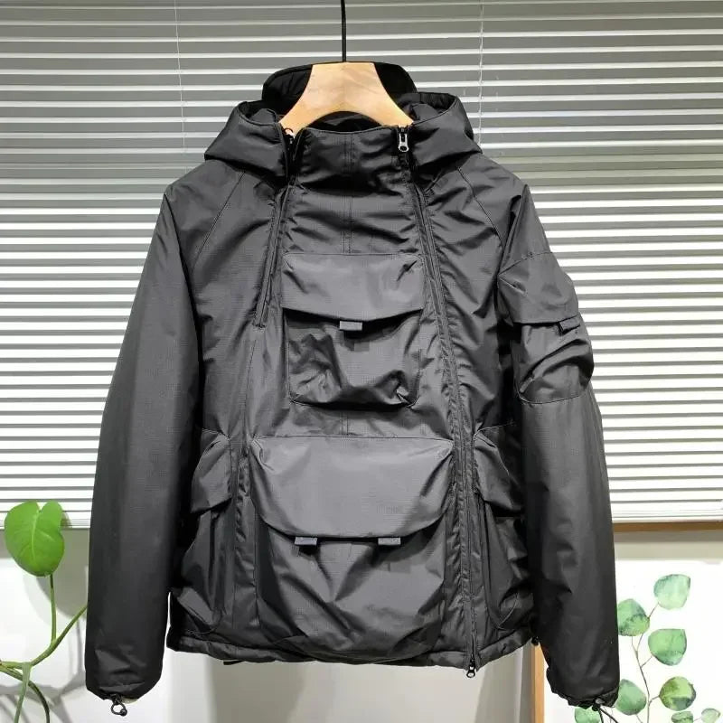 Giacca con cappuccio da uomo in cotone a mezza zip