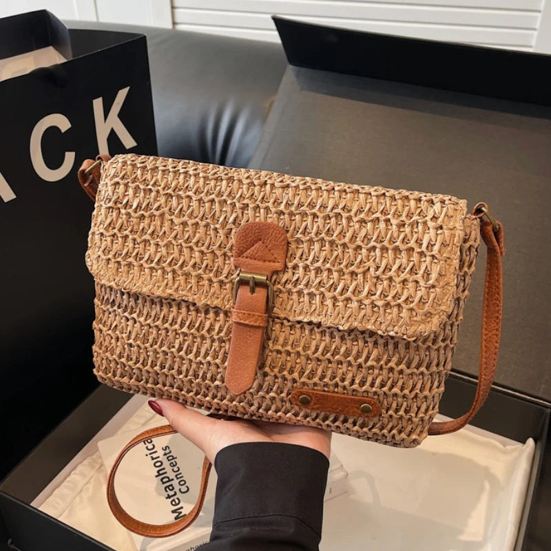 New Fashionable Straw Women's Bag, Trendy Vacation Casual Shoulder Crossbody Bag, Women's Versatile Stylish Straw Women's Bag-HighTouch