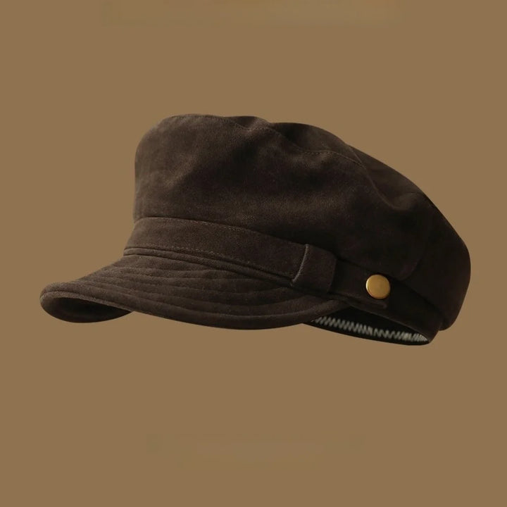 Suede Beret Hat Women All Season Short Brim Newsboy Cap