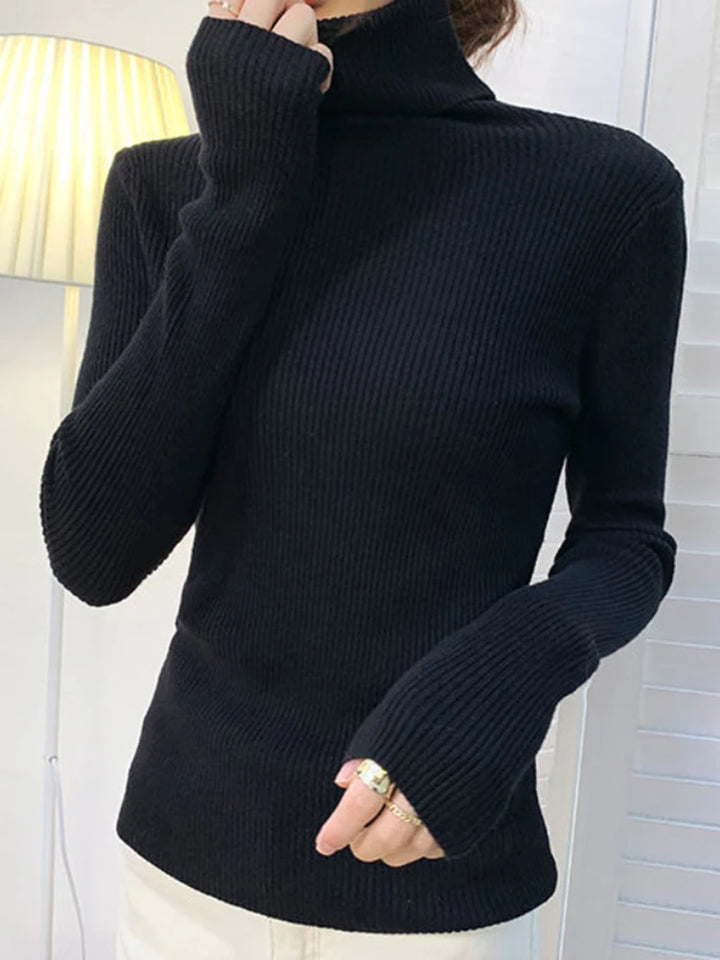 Women's Cashmere Turtleneck Sweater Soft Knit Autumn Winter Top-HighTouch