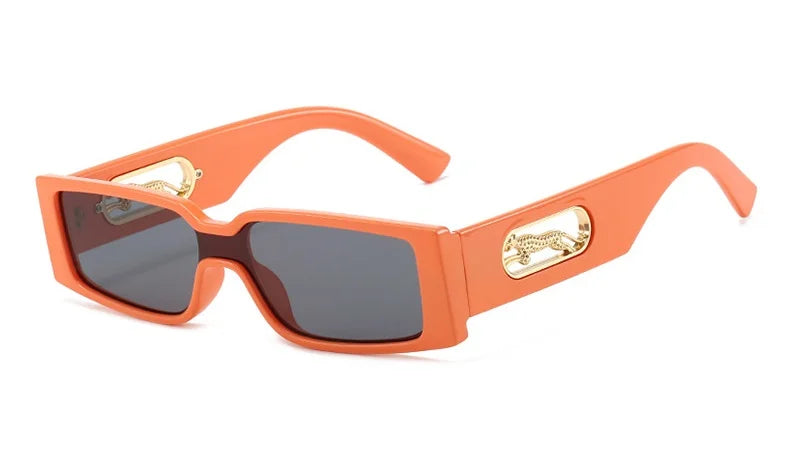 Small Retro Rectangular Leopard Print Sunglasses