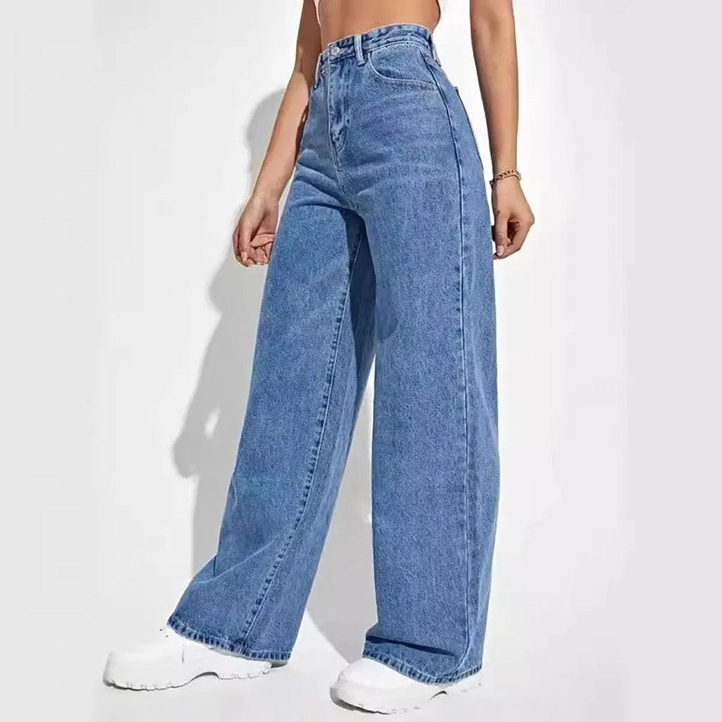 High Waist Retro Baggy Straight Jeans for Women's