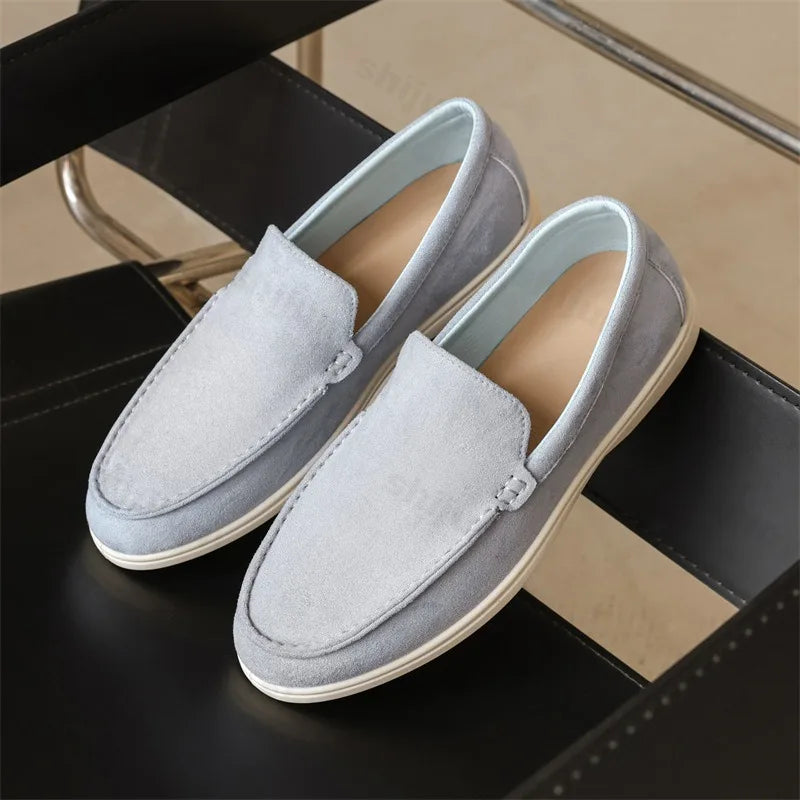 Men’s Frosted Suede Loafers – Lightweight Non-Slip Comfort Shoes