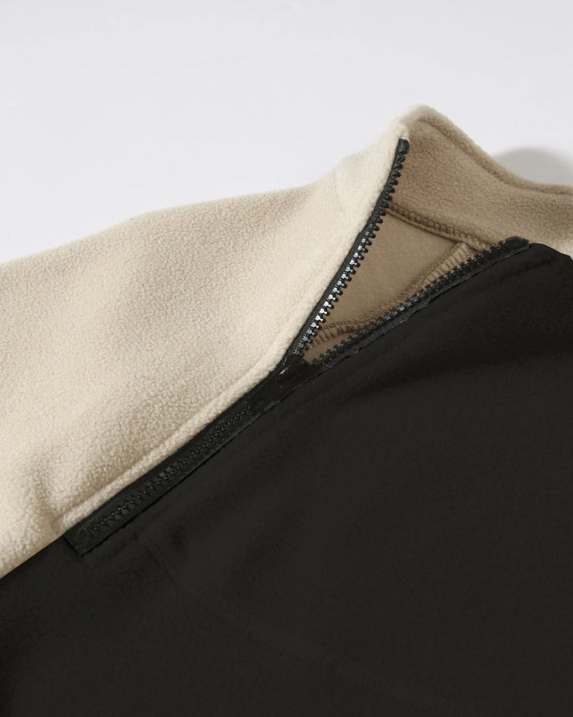 Stand-Up Collar Fitted Long-Sleeve Pullover Hoodie for Men