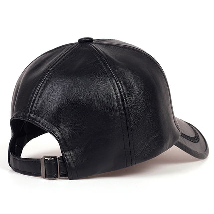 Solid Genuine Leather Snapback Baseball Cap