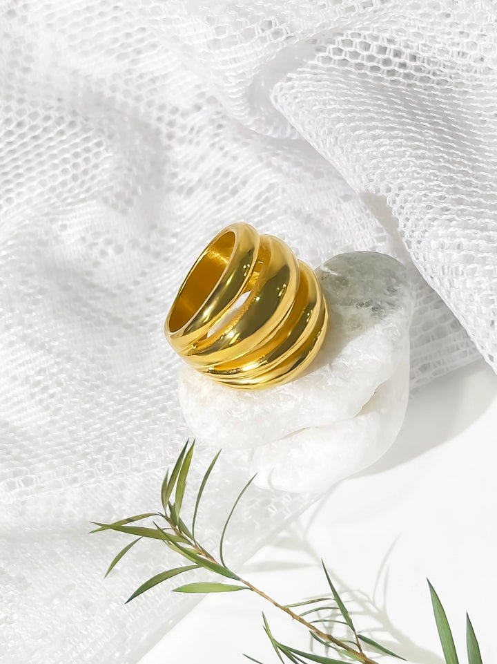 Gold Colour Dome Ring hunky Statement Ring UK-HighTouch