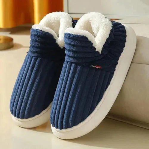 Plush Lined Indoor Slippers for Women – Non-Slip Sole, Winter Comfort
