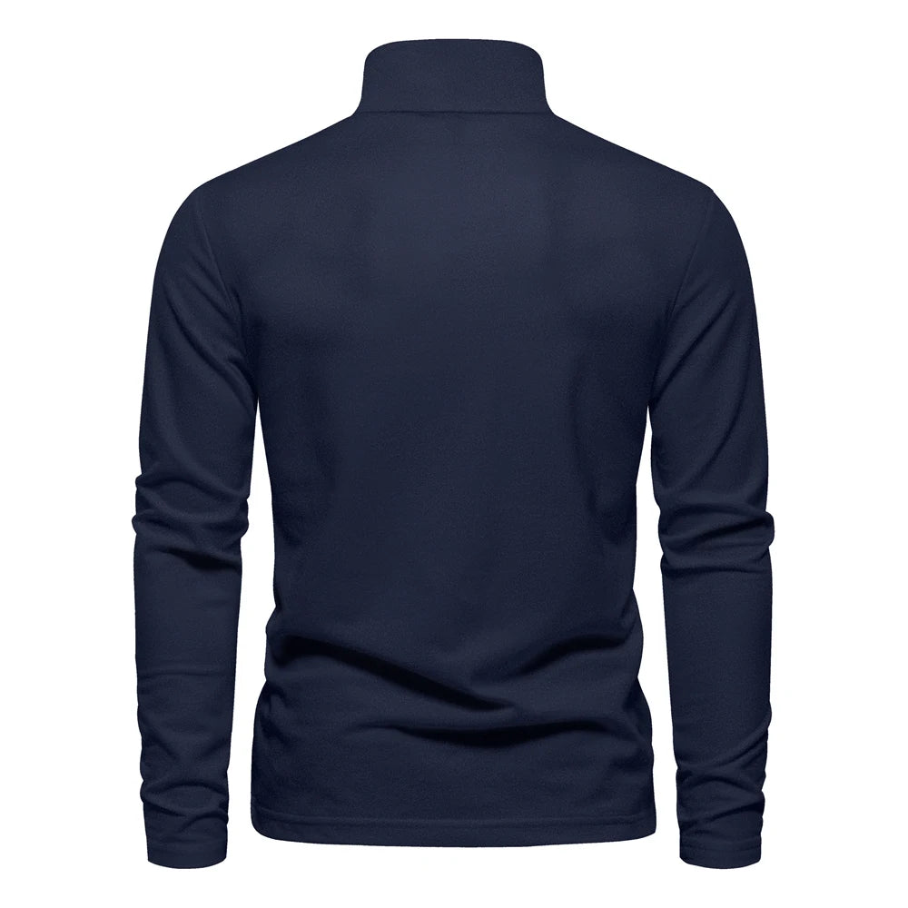 Men’s Deer-Embroidered Long Sleeve Polo-HighTouch