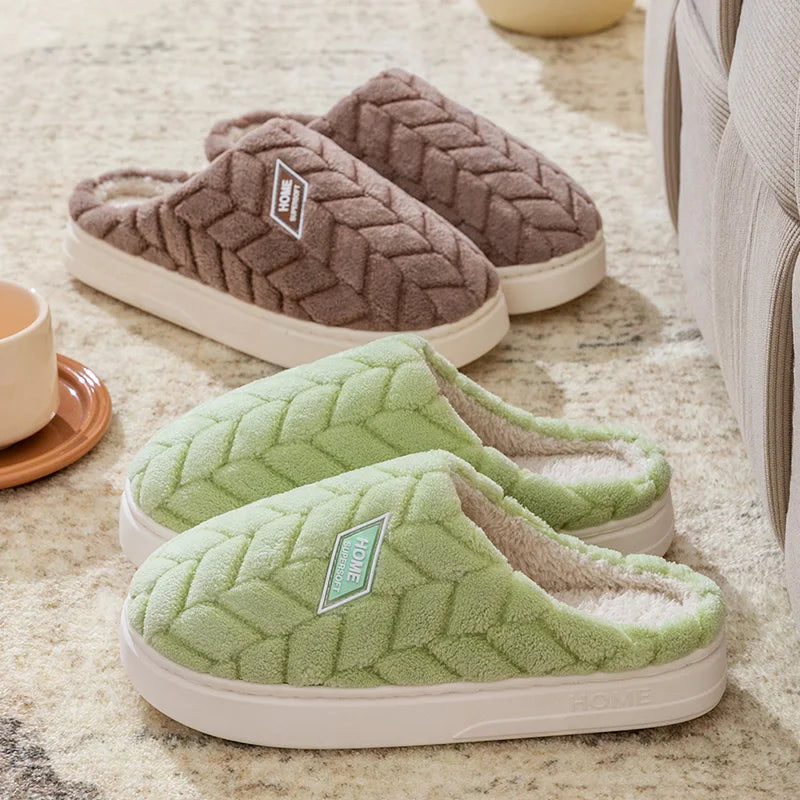 Katoenen Pluche Dames Huisslippers – Antislip Zachte Zool Warme Winter Schoeisel voor Thuis