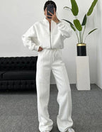 Women’s Matching Zipper Jacket & High-Waist Jogger Set-HighTouch
