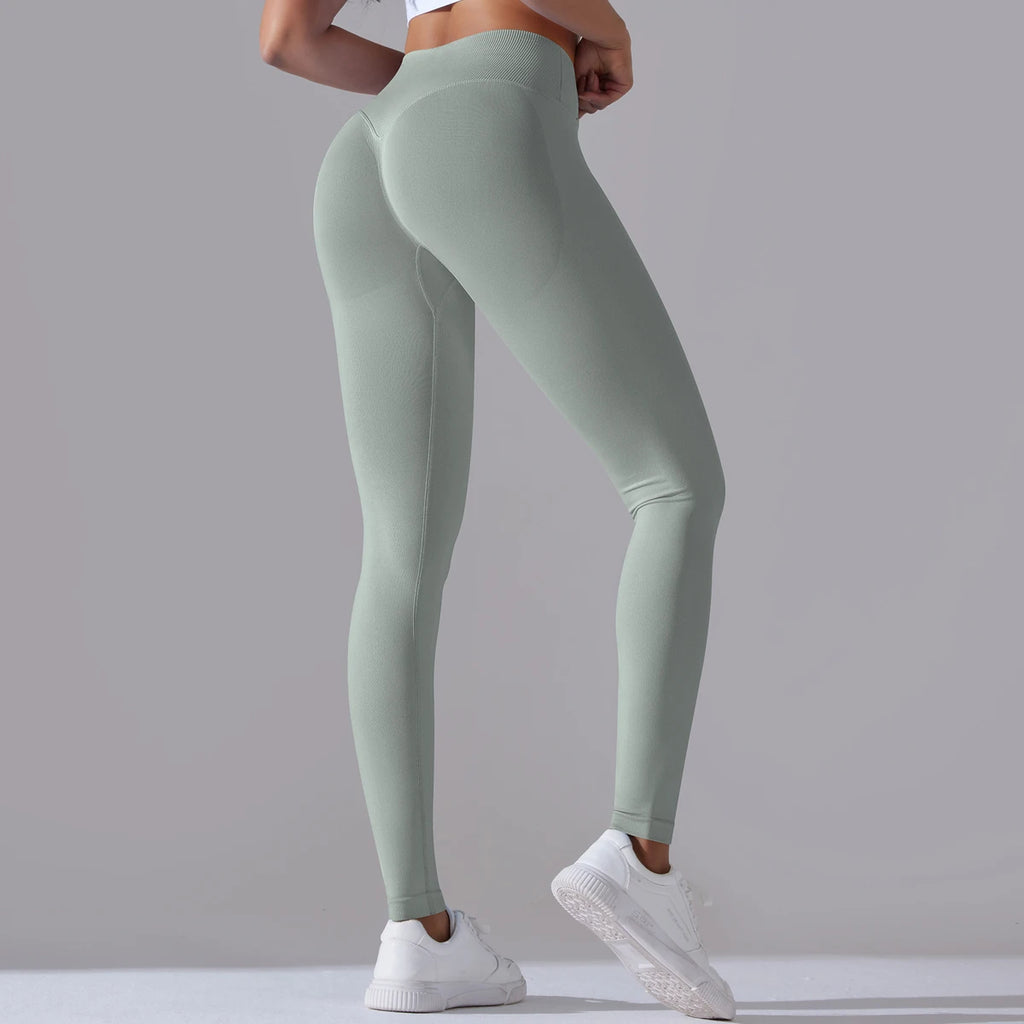 Women’s Seamless High-Waisted Cross-Over Scrunch-Butt Leggings – Lift & Shape-HighTouch