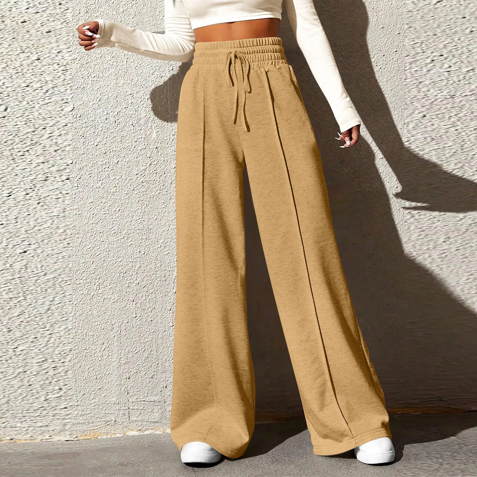 High‑Waisted Drawstring Wide‑Leg Sweatpants – Casual, Comfy & Chic