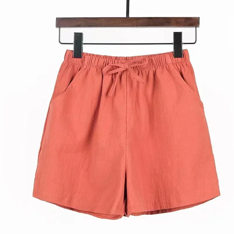 Women’s Cotton‑Linen Wide‑Leg Beach Shorts-HighTouch