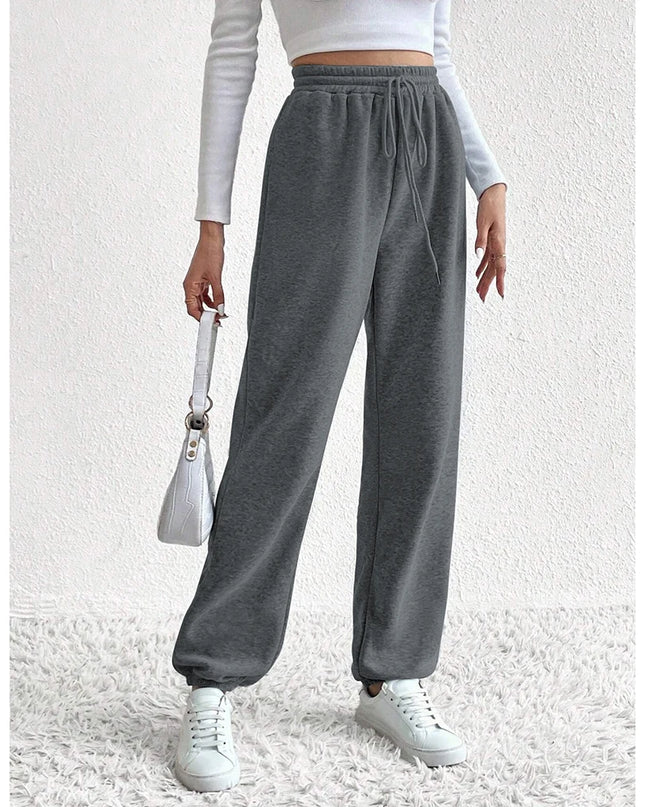 Mia Muse High-Waist Ankle Sporty Pants – All‑Season Solid Casual Trousers