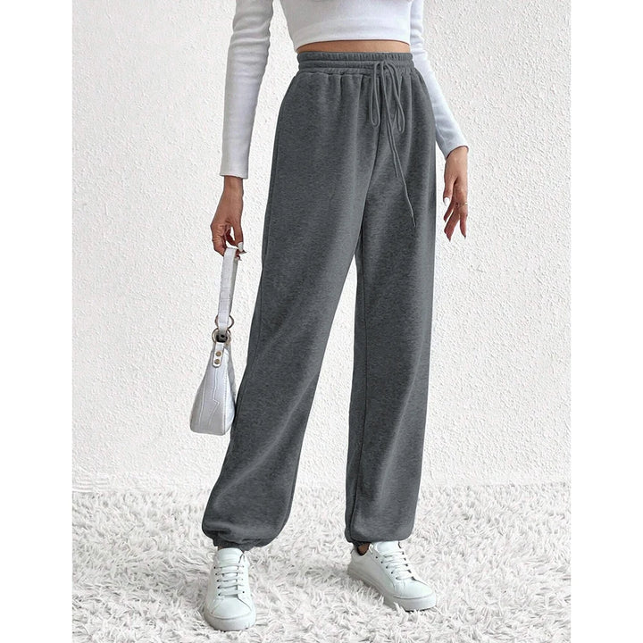 Mia Muse High-Waist Ankle Sporty Pants – All‑Season Solid Casual Trousers-HighTouch