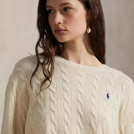 Women’s Cable Knit Wool-Cashmere Crewneck Sweater