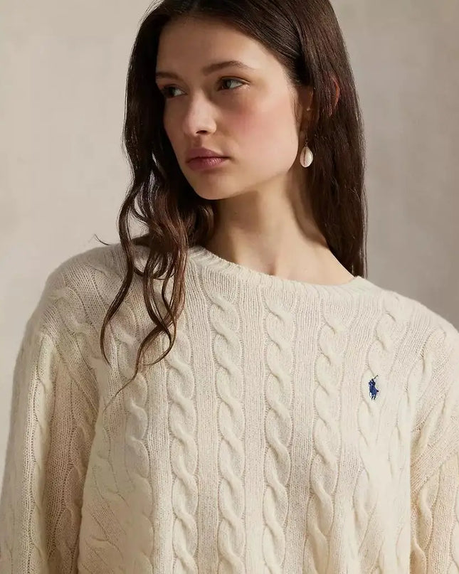 Women’s Cable Knit Wool-Cashmere Crewneck Sweater