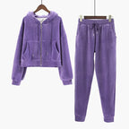 Women’s Fleece-Lined Zip-Up Lounge Set-HighTouch