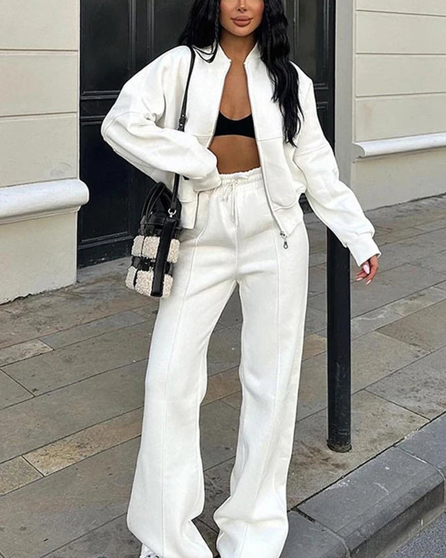 Women’s Matching Zipper Jacket & High-Waist Jogger Set